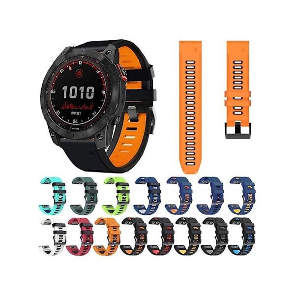 Rem til Garmin Fenix 5 22Mm Silikone Sports Tofarvet Rem Hvid-Sort