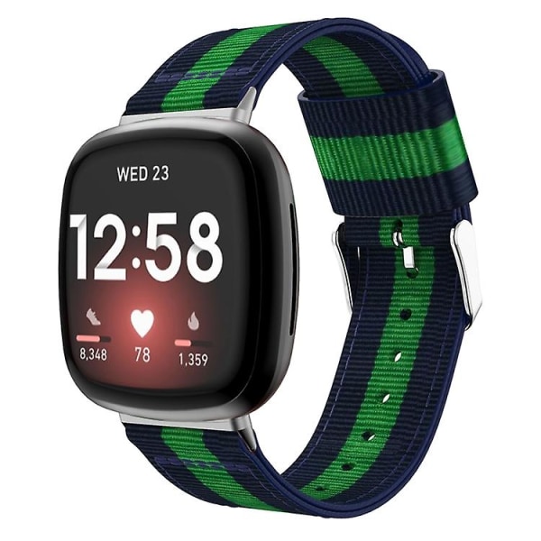 Til Fitbit Versa 3 Nylon urrem Green Black
