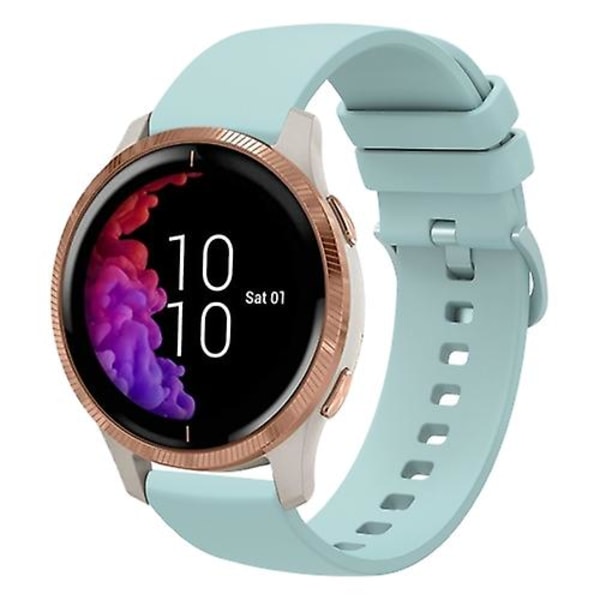 Til Garmin Venu 20 mm ensfarvet blød silikone urrem Sapphire Green
