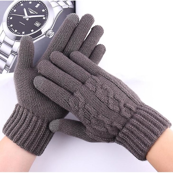 Vinter Stickade Handskar Tjock Varm Pekskärm Termisk Halkfri Stickad Vante Black