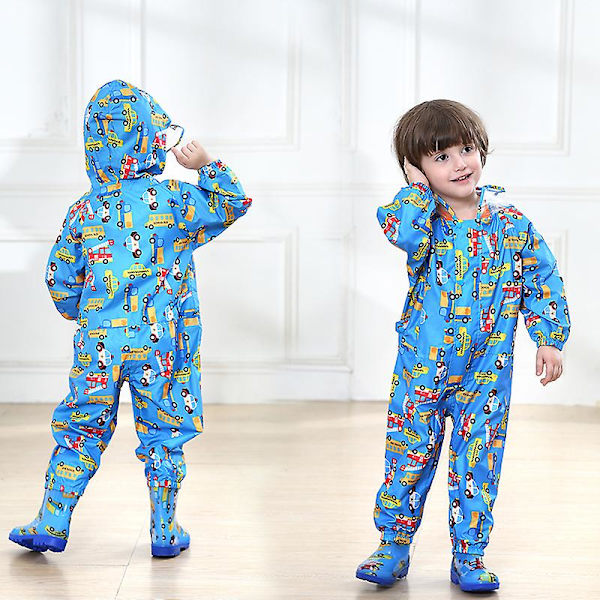 Polyester Sødt Mønster Børne Regnfrakke Vandtæt Vindtæt One Piece Regnfrakke blue l