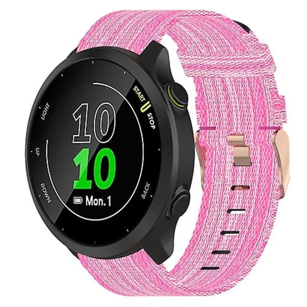 Til Garmin Forerunner 55 20mm nylonvævet urrem Pink