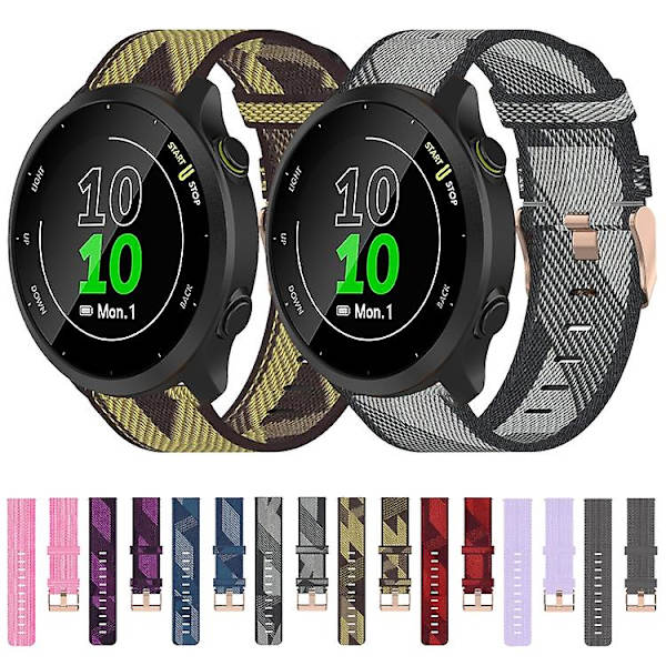 Til Garmin Forerunner 158 20mm nylonvævet urrem Pink