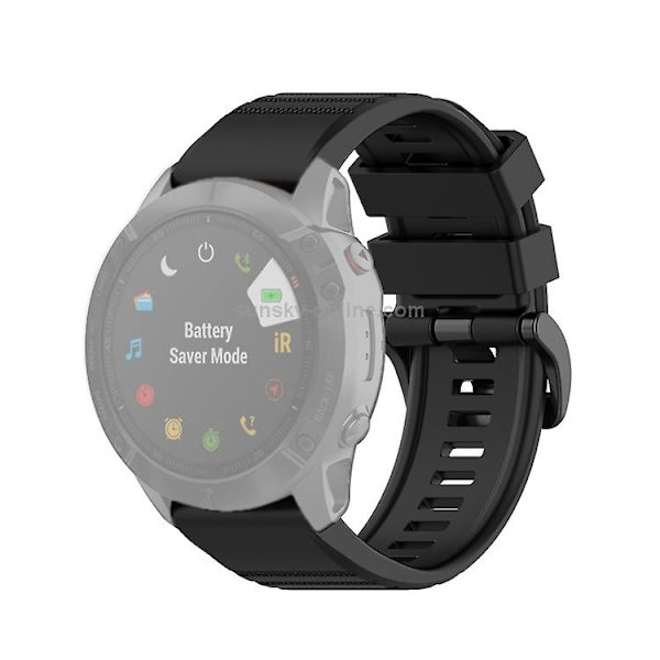 Til Garmin Fenix ​​6x 26mm Quick Release Officiel tekstur Armbåndsurrem med plastikknap Black