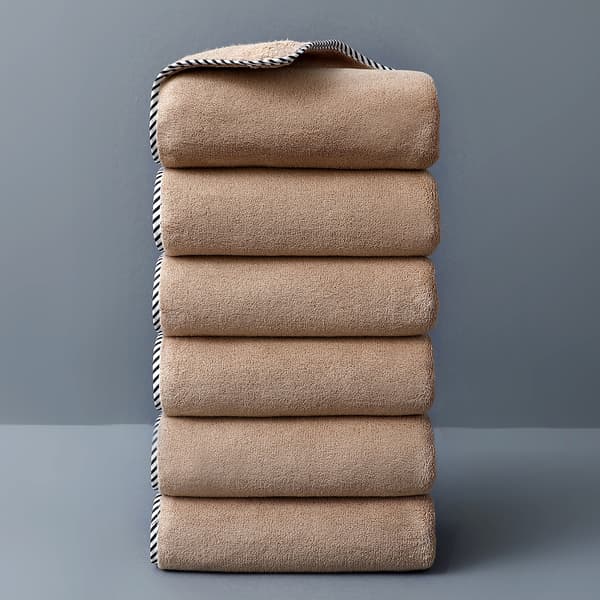 Husholdningshåndklæder i koralfleece, bløde og absorberende (6 stk. brune/40x70 cm)