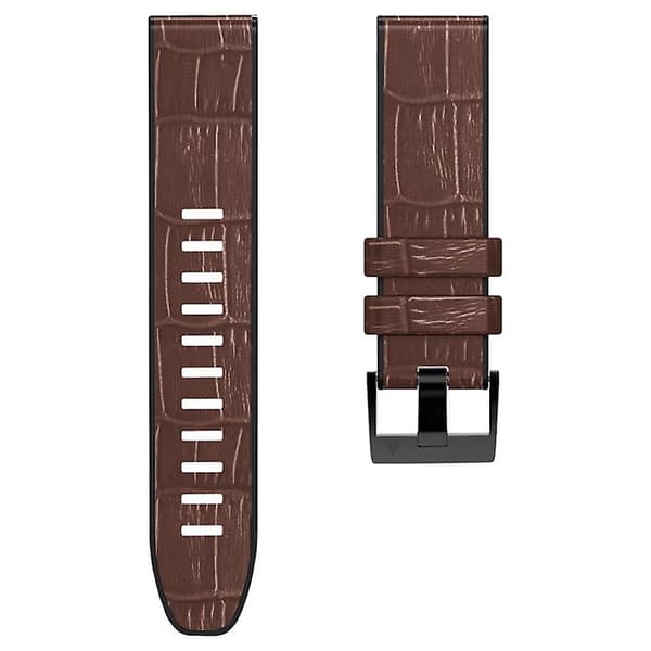 Til Garmin Fenix ​​7/6/5 Crocodile Texture Silikone læderurrem Coffee