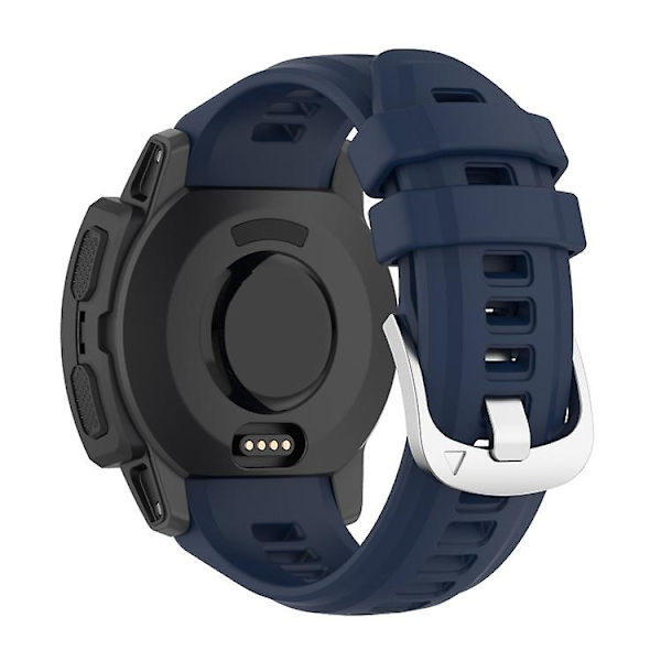 Til Garmin Instinct 2s Silikone rustfrit stål spændeurrem Navy Blue