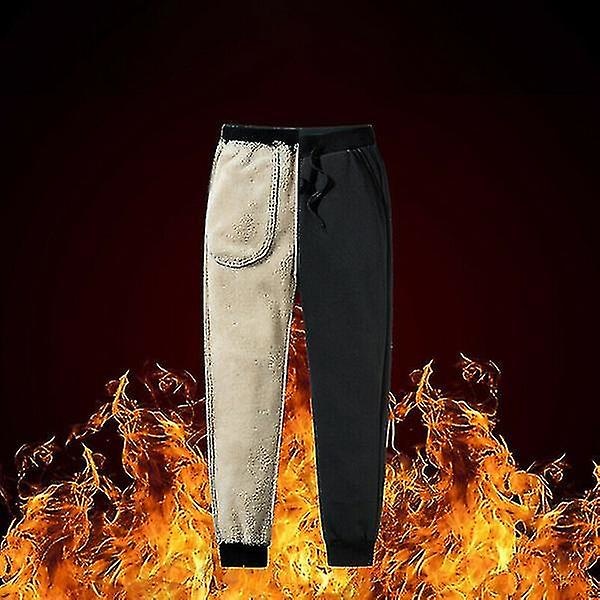Thermal i tjock fleece för män Utomhus Vinter Varma Casual Byxor Joggare grey XXL