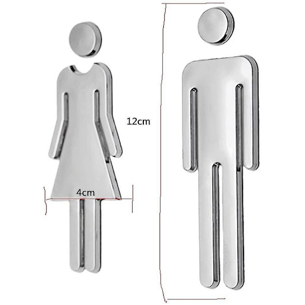 2 Par 12x4cm Wc Dørplade Toiletskilte Mand & Kvinde Toilet Sticke