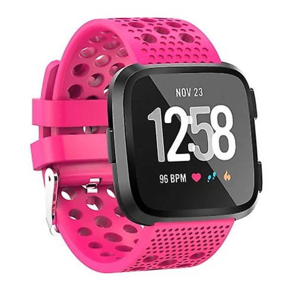 Smart Watch Venting Circle Hole Watch Band til Fitbit Versa Rose Red