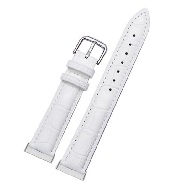 För Fitbit Versa 4 / Sense 2 Universal Crocodile Texture Watch i äkta läder White