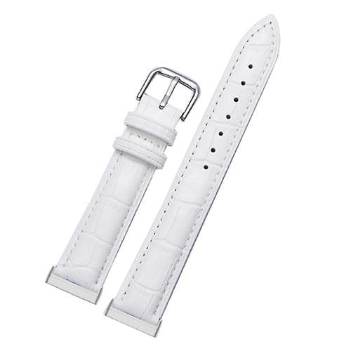 Til Fitbit Versa 4 / Sense 2 Universal Crocodile Texture ægte læderurrem White