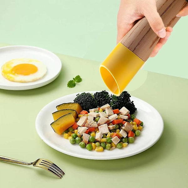 Salt- och set, manuell träpepparkvarn & saltkvarn med justerbar grovhet yellow   green