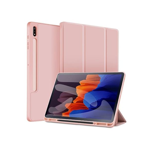 Fodral för Samsung Galaxy Tab S7 Plus/S8 Plus med magnetisk sugfunktion, anti-fall, rosa