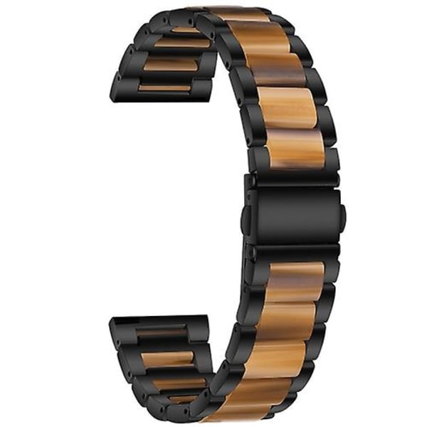 Til Garmin Venu/vivoactive 3 musik 20 mm Universal tre-perler rustfrit stål + harpiks urbånd Black-Honey