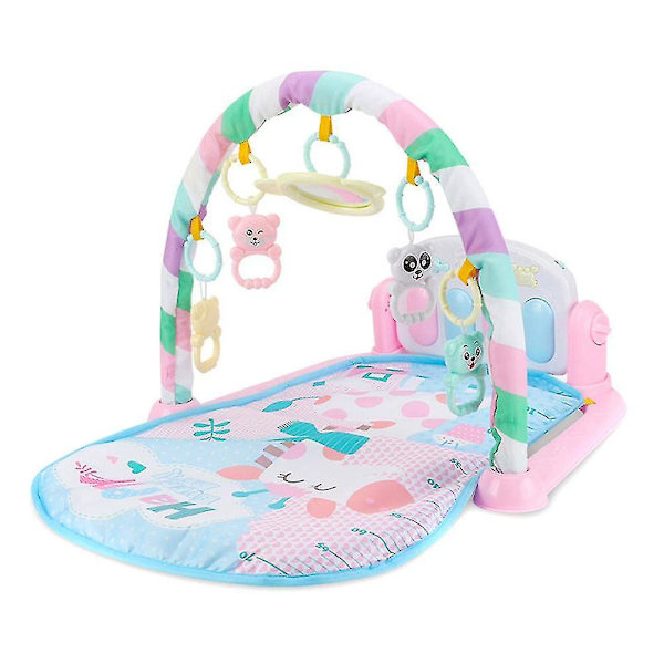 Baby Play Mat Fitness Bodybuilding Frame Pedal Piano Music Carpet Blanket Kick Play Lay Sit Toy Pink