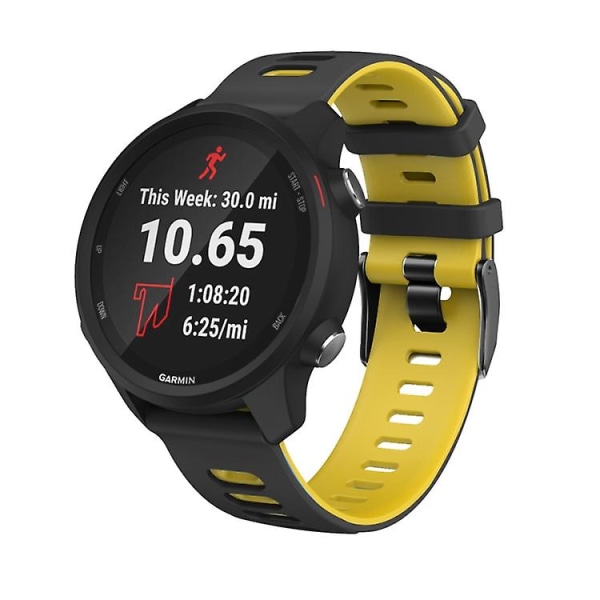 22 mm for Garmin Vivoactive 4 / Venu 2 Universal tofarget silikonklokkebånd Black Yellow