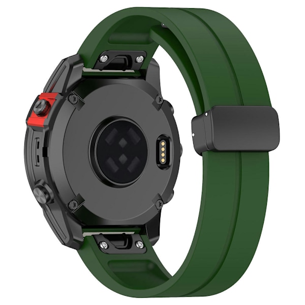 Svart spänne 22mm silikonklockarmband för Garmin Fenix 7/forerunner 965/955/945/935 Army Green