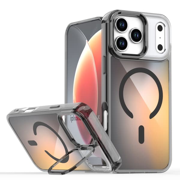 Etui til iPhone 17 Pro, Gradient beskyttelsesetui med beslag, sort