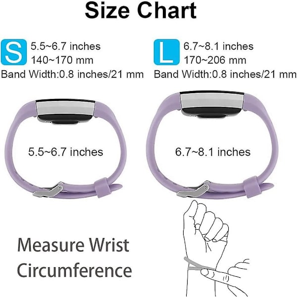 Erstatningsbånd som er kompatible for Fitbit Charge 2, Classic & Special Edition justerbare sportsarmbånd lavender with slight gray Small