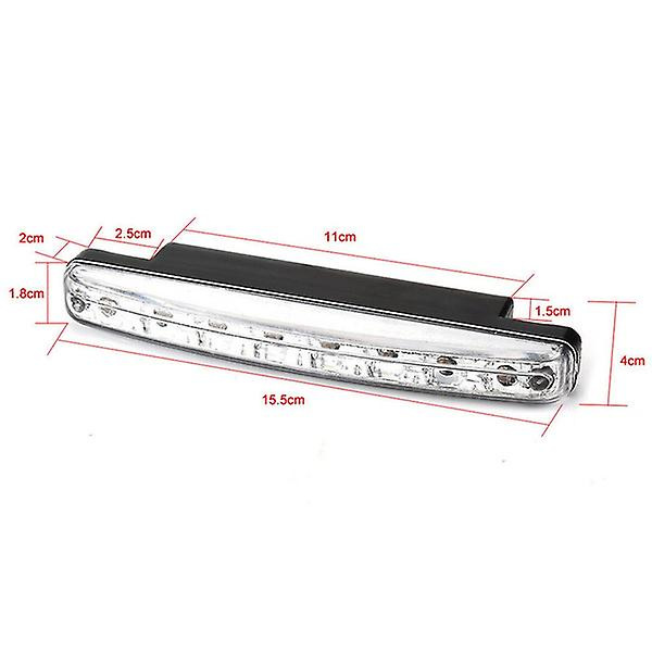 2stk Universal 8led Kjørelys Kjørelys Drl Biltåkelampe Vanntett Hvit Billys DC 12v,kald Hvit
