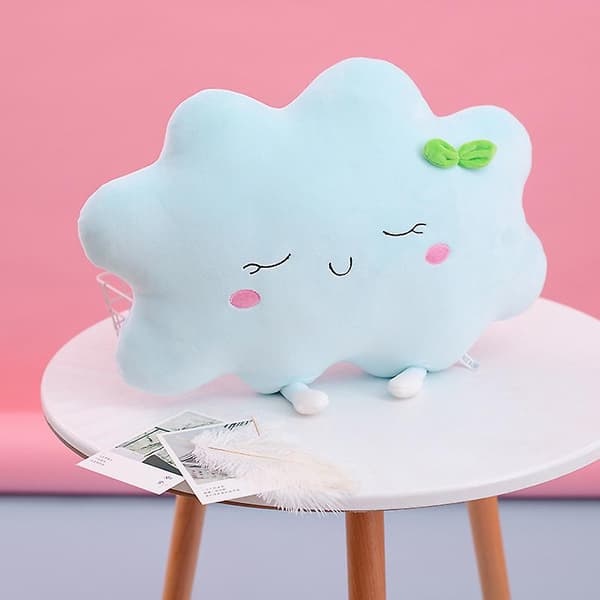 Moln, solkudde dun bomullsplyschkudde Cloud Blue Pillow