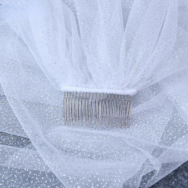 Bryllup Glitter Brudeslør Champagne Paljetter Bryllupstilbehør white 300CM