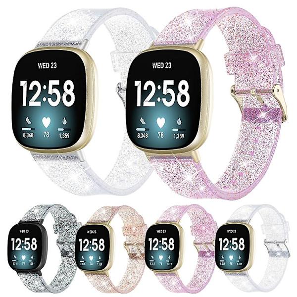 Til Fitbit Versa 3 Glitter Powder Silikone Watch Band White