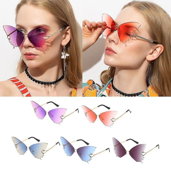 Kattöga Solglasögon Överdimensionerade Mode Fjäril Glasögon Uv400 5 Stycken