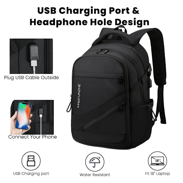 19\" Kannettavan tietokoneen laukku USB-latausportilla, vedenpitävä