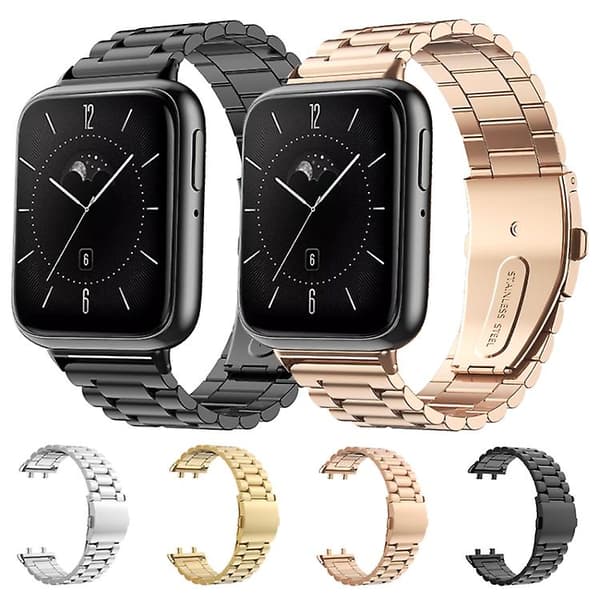 Til Oppo Watch 3 3-perlet fladt spænde i rustfrit stål urbånd Silver