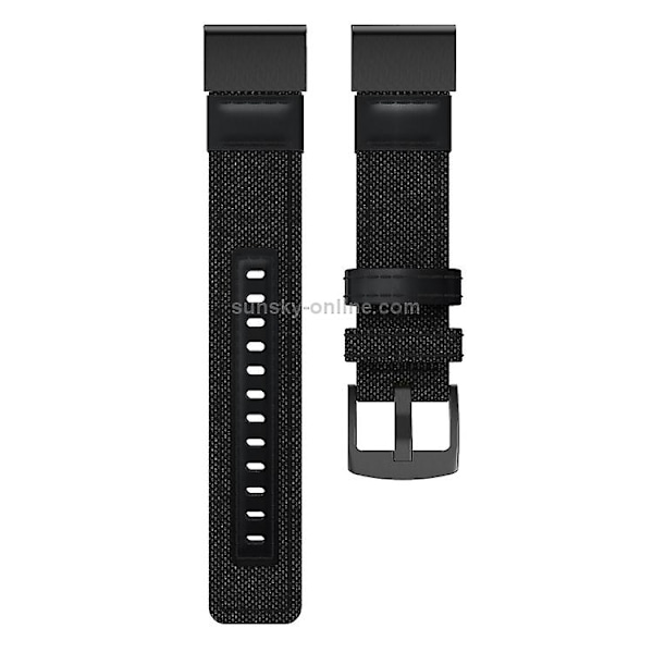 Klokkebånd i lerret og lær for Garmin Fenix5 Plus, håndleddsremstørrelse: 150+110 mm Black