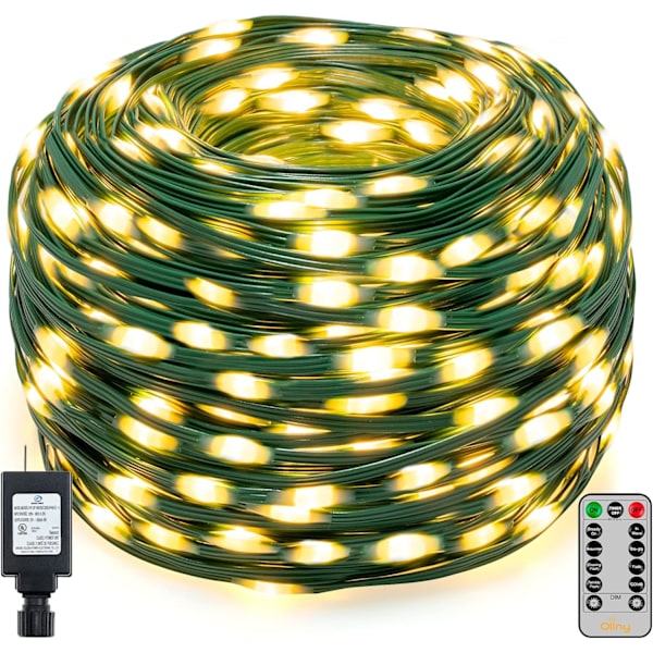 Julbelysning 800LED 80 meter, IP67 Vattentät Grön Kabel Utomhus Trädbelysning med Fjärrkontroll, 8 Lägen och Timer Julgransbelysning för