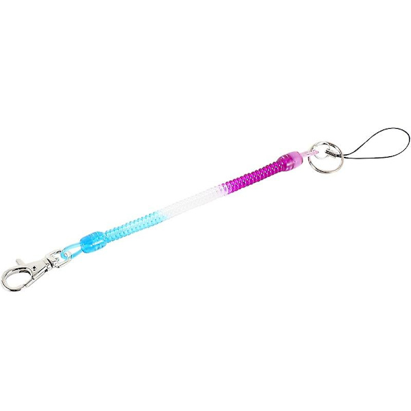 2 X Snap Hook Lila Blå Spring Stretchy Spiral Nyckelring Strap Sladd