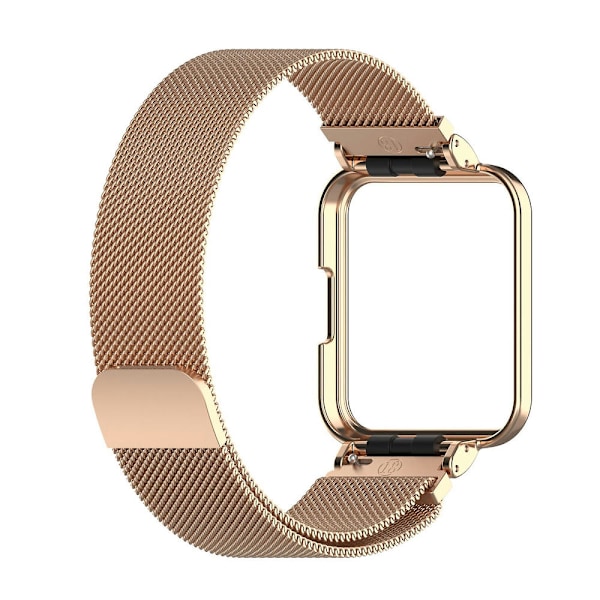 Metallista valmistettu ranneke ja kellokehys Xiaomi Redmi Watch 2 Lite -älykelloon Rose Gold