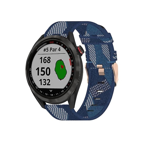 Rem för Garmin Approach S40 20 mm blå nylon klockarmband