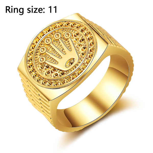 Ringar För Herr Hip Hop Silver Guld King Crown Heart Finger Ring,guld