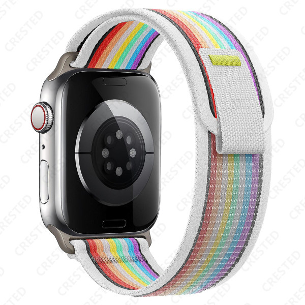 Band för Apple Watch Rem 49mm 44mm 40mm 45mm 41mm 42mm 38mm Correa Nylon Trail Loop Armband Iwatch Ultra Series 7 6 5 3 Se 8 rainbow 38 40 41mm