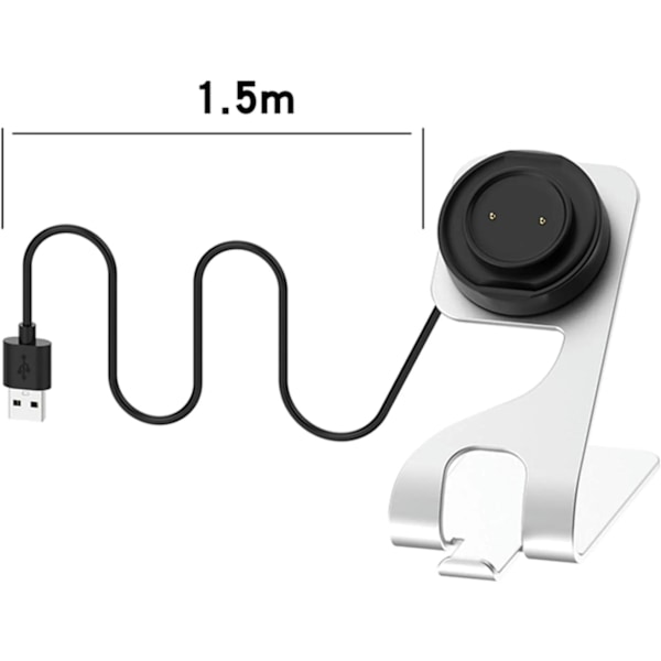 Oplader til Amazfit Bip 5/Bip3 Pro/Bip3/Gtr2/Gts4 Mini/T-Rex Pro A2011/Gts2 Smart Watch Opladningsdock Med Usb-opladerkabel (Sølv)