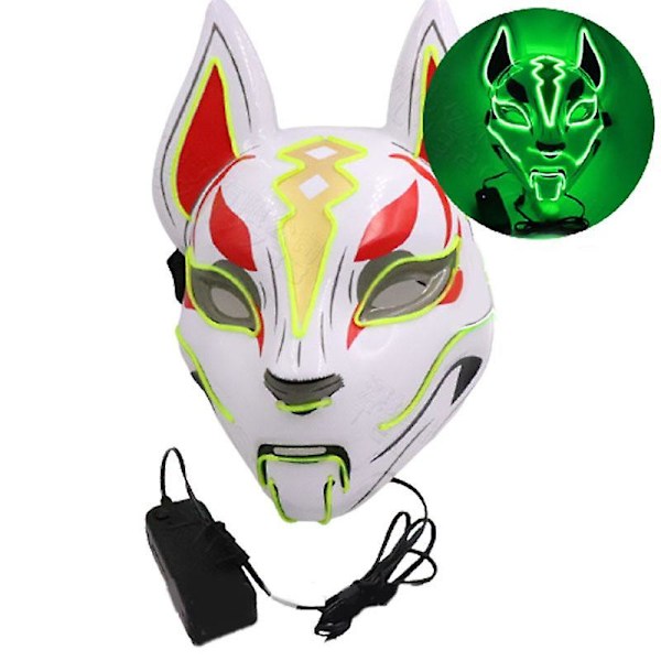 Kitsune Fox LED-maske Halloween Clubbing Light Up Kostyme Rave Cosplay Fest Pink