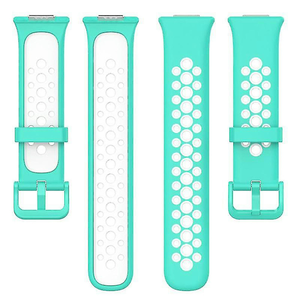 Dubbla klockarmband i silikon för Huawei Watch Fit 2/Watch Fit 2 Active Cyan White Style G