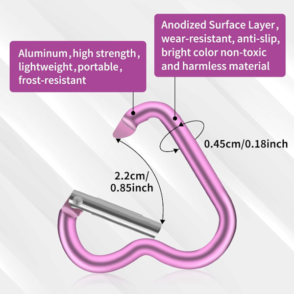 Hjerteformede Snap Hooks (10 ST) - Nøglering Karabinhager Clips