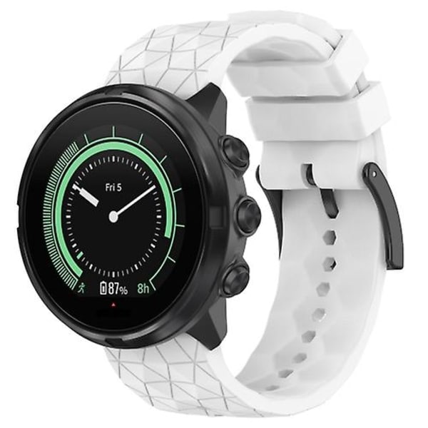 Til Suunto 9 24 mm fodboldmønster silikone ensfarvet urrem White