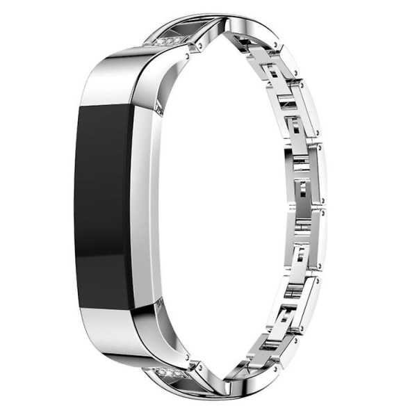 Til Fitbit Alta Smart Watch X-formet metalurbånd Silver