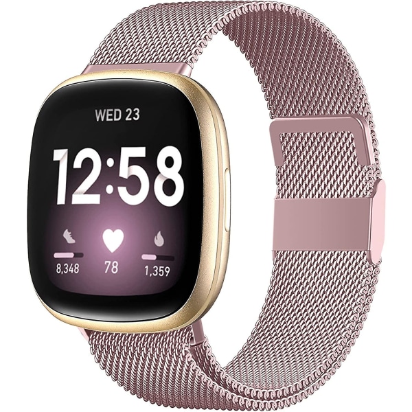 Magnetiske bånd, der er kompatible med Fitbit Versa 3 og Sense Smartwatch - Multi Color Rose Gold Large