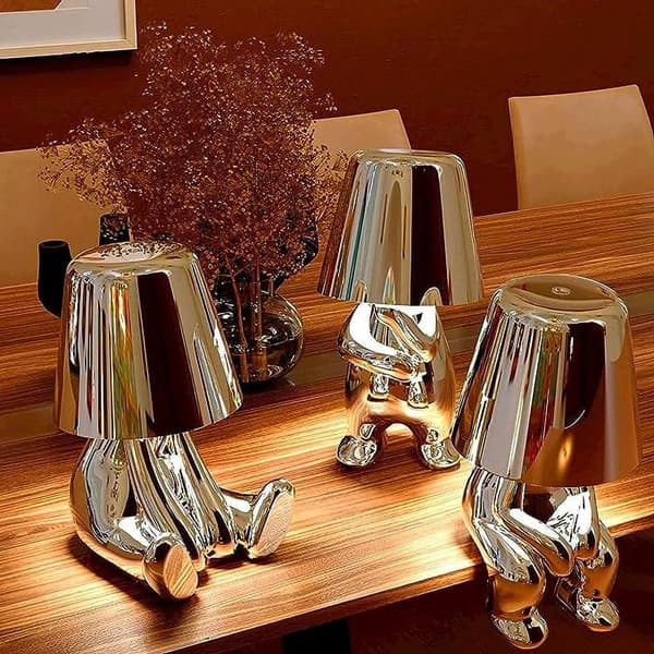 Trådløs bordlampe for nattbord, USB oppladbar, berøringskontroll, 3 lysmoduser (E/gull)