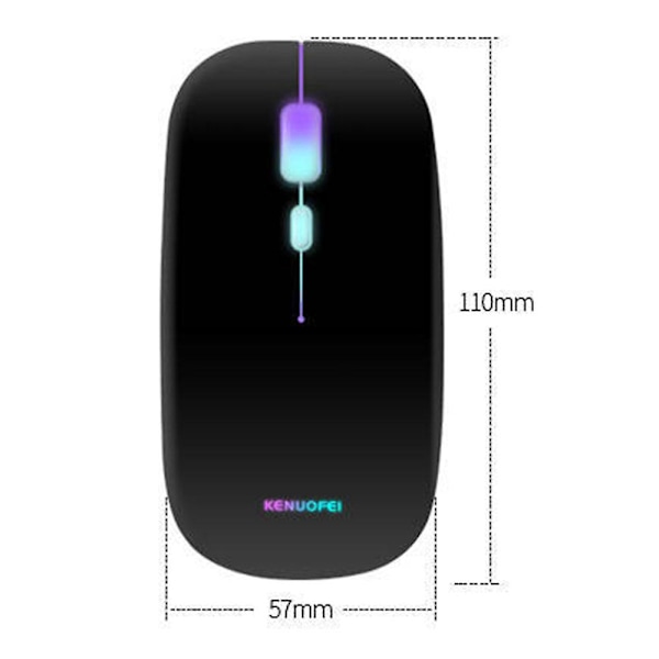Langaton ladattava hiiri, ohut kannettava USB-hiiri valolla Black