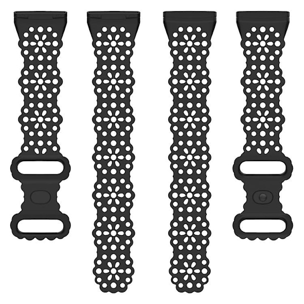Til Fitbit Versa 4/3/Sense 1/2 Lace Hollowed Silicone Watch Band Black