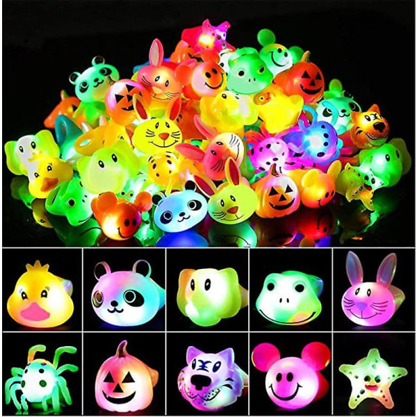 Födelsedagsfest för barn Priser Blinkande 12-pack Led Jelly Light Up Ringar Leksaker Bulk Pojkar Flickor Present Blinky Glow In