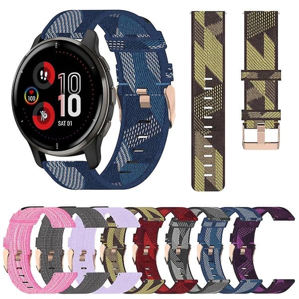 Til Garmin Venu 2 Plus 20 mm nylonvævet urrem Grey